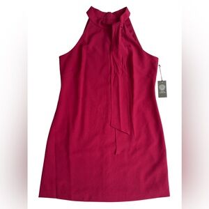 Vince Camuto Raspberry Pink Bow Crepe Shift Dress Womens Size 16 Sleeveless NWT